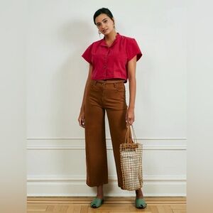 LOUP Toni high rise wide leg pants size XS in walnut color